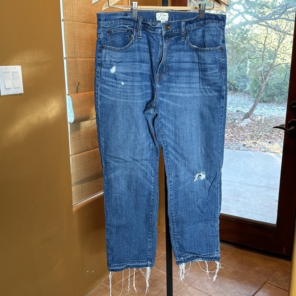 J. Crew Vintage Crop Jeans in Rhodes Medium Wash Frayed Distressed Size 31 - Picture 6 of 11
